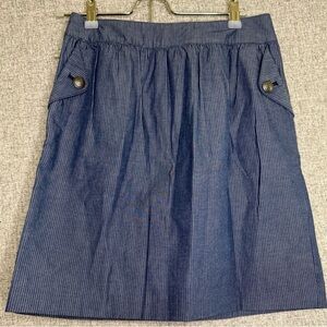 Brooks Brothers Navy Denim Pinstripe A-Line‎ Skirt